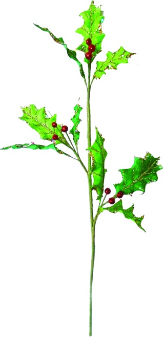 Glittered Holly And Berry Spray, 56cm