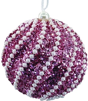 Sequin Pearl Stripe Ball, 10cm