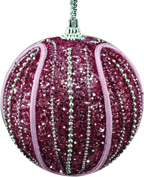 Sequin Striped Ribbed Ball, 10cm