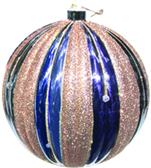 Glittered Ribbed Ball, 12cm
