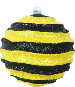 Glittered Bumblebee Wavy Ball, 10cm