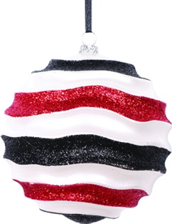 Glittered Triple Stripe Wavy Ball, 10cm