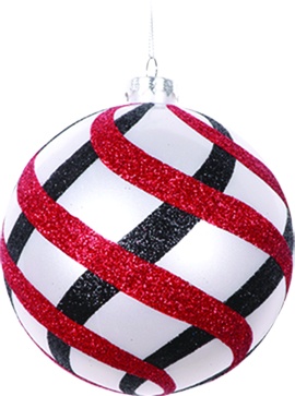 Patterned Glitter Bauble, 12cm