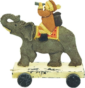 Man on Elephant Ornament, 16cm