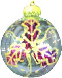 Clear Coral Patterned Glass Ball, 8cm