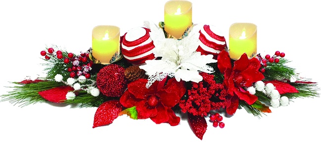 Candle Centrepiece Poinsettia Bauble, 35cm