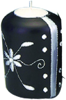 Glittered Pillar Candle, 10cm