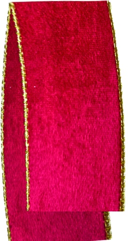 Velvet Ribbon Gold Trim, 9.1m