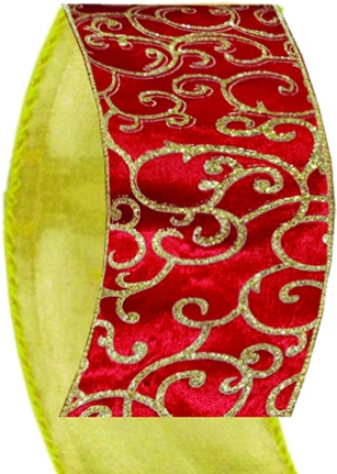Fabric Ribbon, Glitter Scroll, 9.1m
