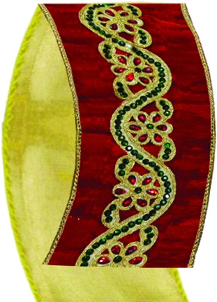 Fabric Ribbon, Jewelled Scallop Trim, 4.5m
