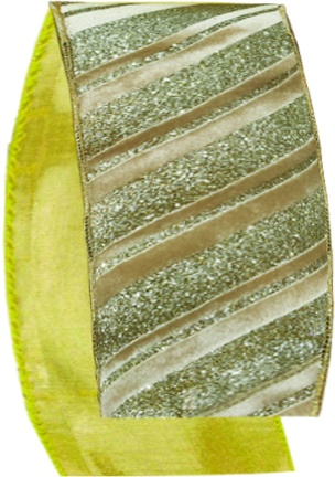 Fabric Ribbon, Diagonal Glitter Stripe, 4.5m