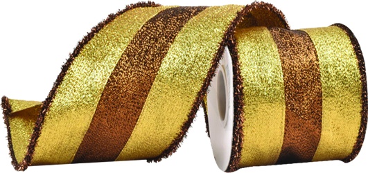 Fabric Ribbon, Bronze Band Stripe, 4.5m