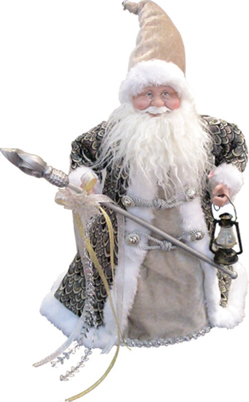 Standing Santa With Lantern Staff, 60cm