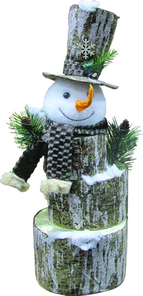Tree Snowman with Scarf and Hat, 43cm