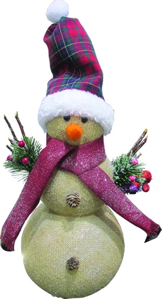Hessian Snowman with Scarf and Hat, 38cm