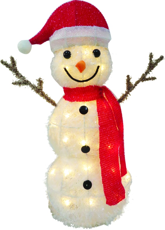 Illuminated Snowman with Scarf And Hat, 58cm