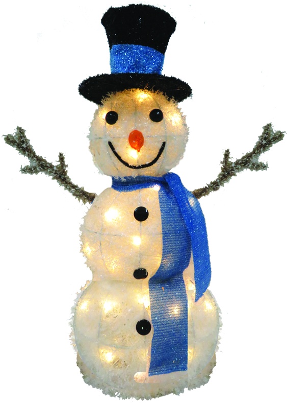 Illuminated Snowman with Scarf and Hat, 58cm