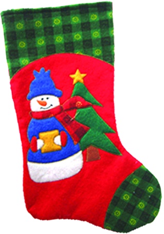 Felt Stocking with Snowman and Tree Design, 16"