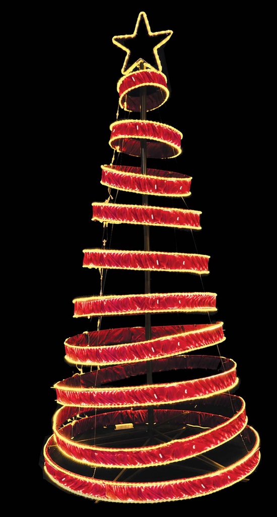 Illuminated Tree Spiral Motif with Rope Lights, 4m