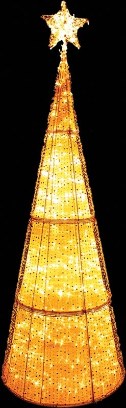 Illuminated Cone Tree with Star, 2.3m