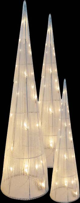 Sheer Fabric Illuminated Cones, 40-80cm