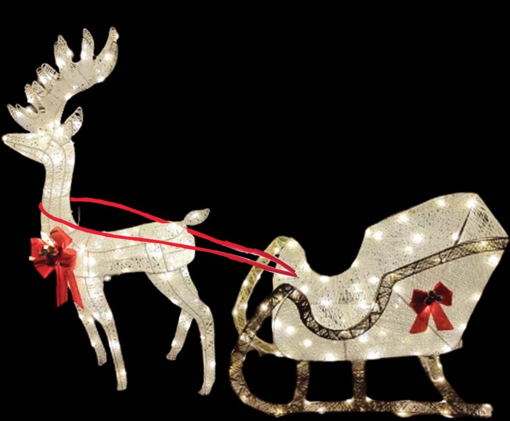 Light-Up Deer And Sleigh, 122cm & 55cm