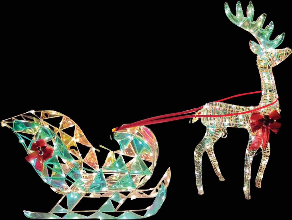 Light-Up Reindeer and Sleigh, 122cm & 55cm