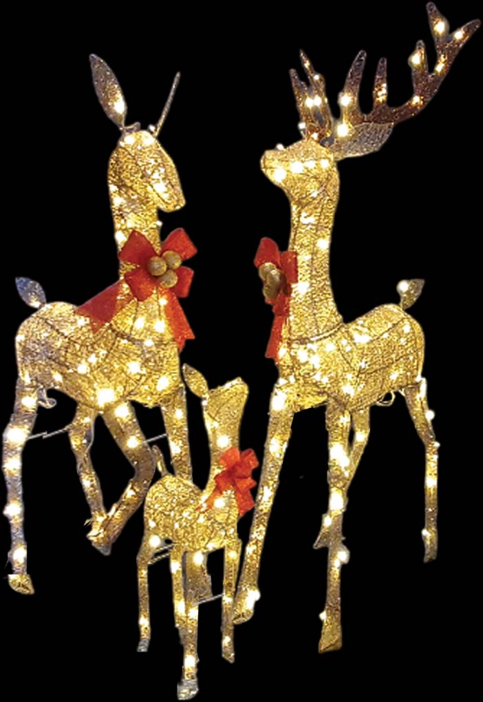Illuminated Light-Up 3D Deer Family, 76-135cm