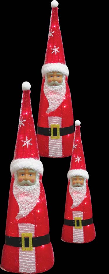 Illuminated Santa Cones, 40-80cm