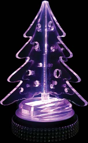 Illuminated Rotating Acrylic Tree, 25cm