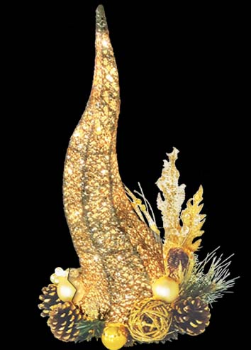 Illuminated Decorated Cone with Pinecones, 45cm
