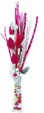 Decorated Console Arrangement with Glass Vase, 135cm