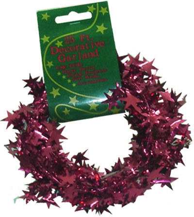 Star Tinsel Garland, 7.6m