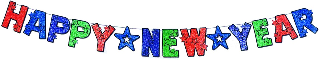 Glittered Happy New Year Streamer, 2.5m