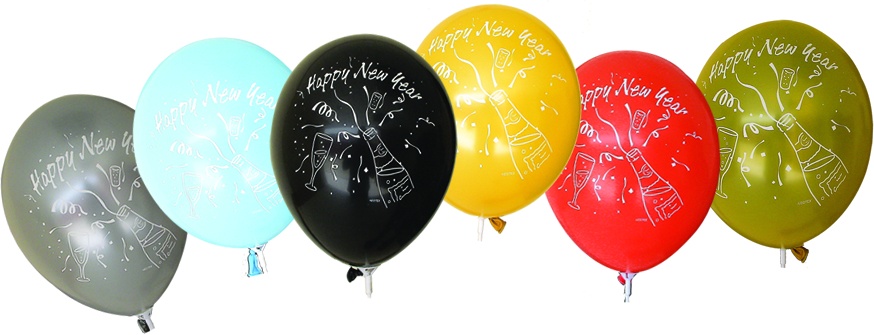 Biodegredable Helium-Quality Happy New Year Balloons, 12"