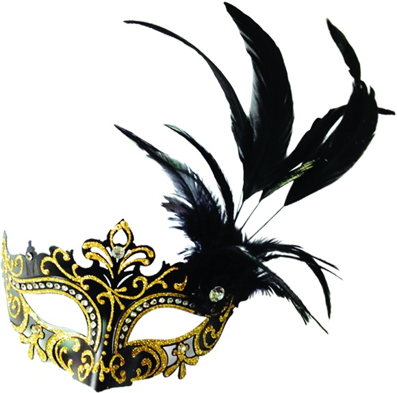 Feather Mask Rhinestone Plume