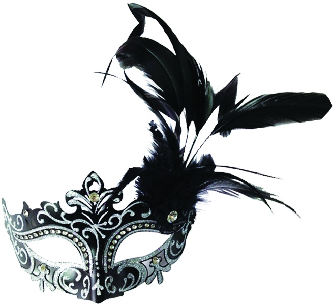 Feather Mask Rhinestone Plume