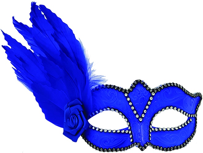 Feather Mask Rose Rhinestone Plume