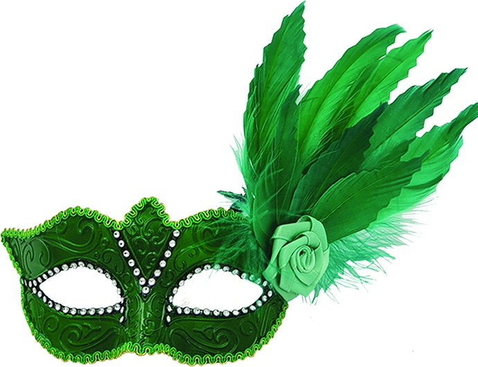 Feather Mask Rose Rhinestone Plume