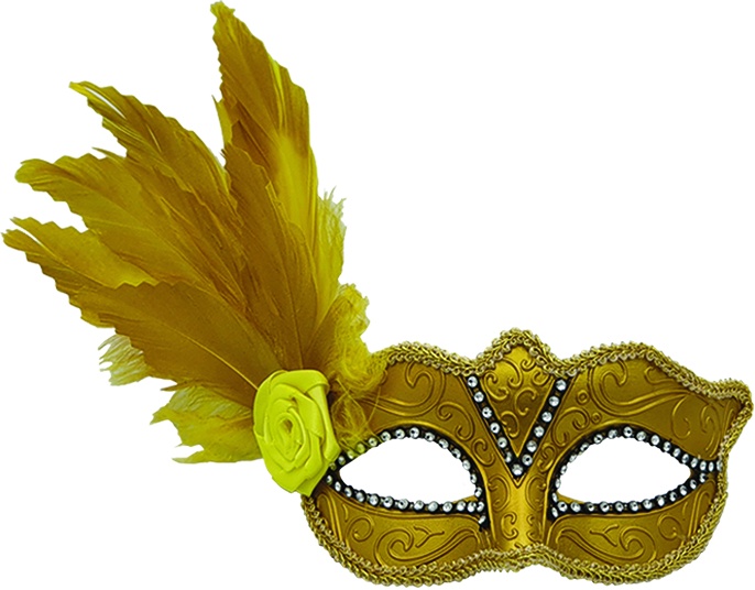 Feather Mask Rose Rhinestone Plume