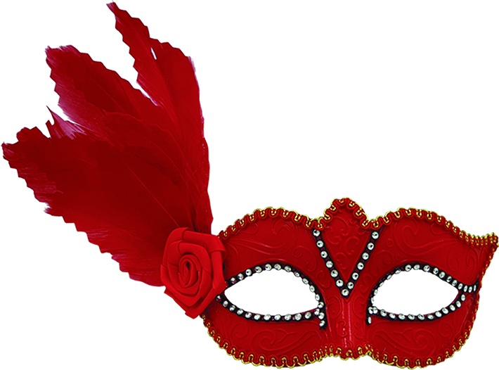 Feather Mask Rose Rhinestone Plume