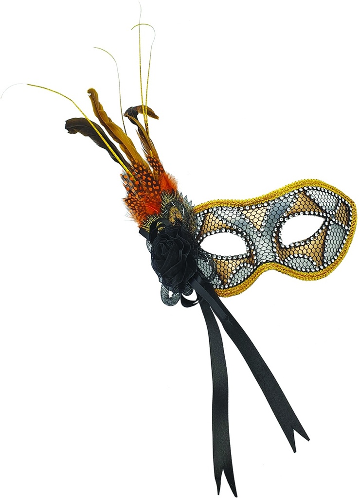 Feather Mask Mesh Ribbon Plume