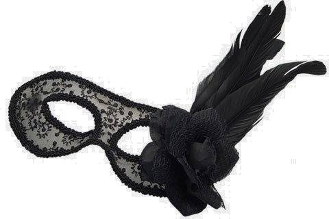 Feather Mask Lace Rosette Plume