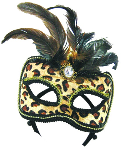 Feather Mask with Leopard Design