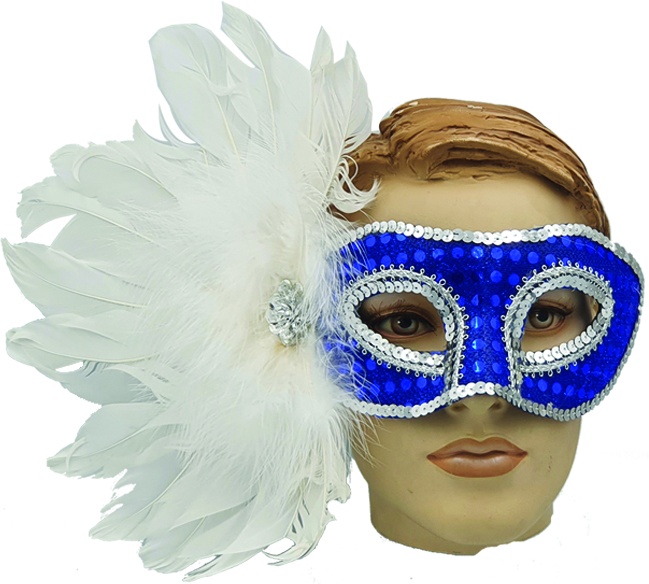 Feather Mask Sequin Side Fan