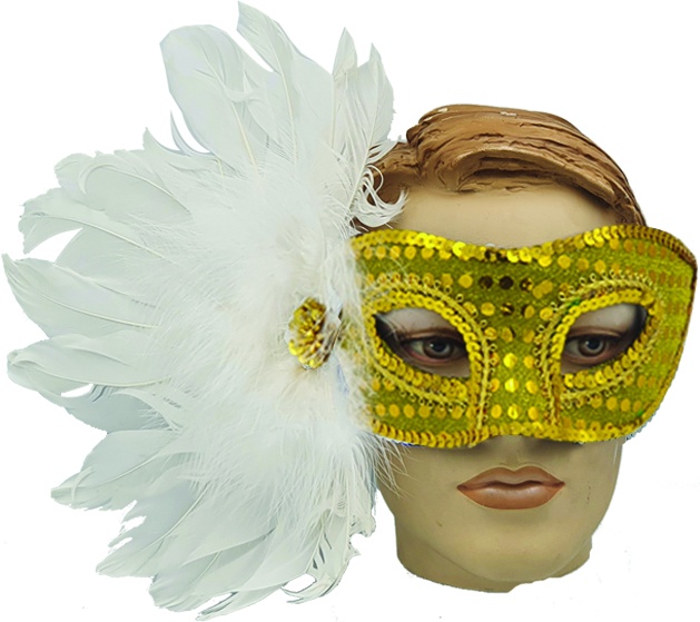 Feather Mask Sequin Side Fan