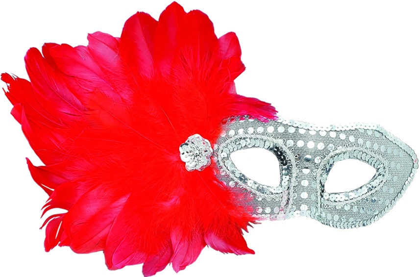 Feather Mask Sequin Side Fan