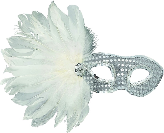 Feather Mask Sequin Side Fan