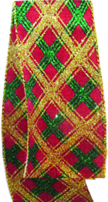 Glittered Tartan Ribbon, 9.1m