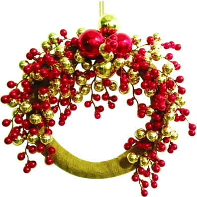 Rattan Door Hanger with Balls, 38cm
